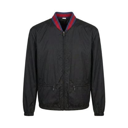 Gucci Kingsnake Back Print Nylon Bomber Jacket Black