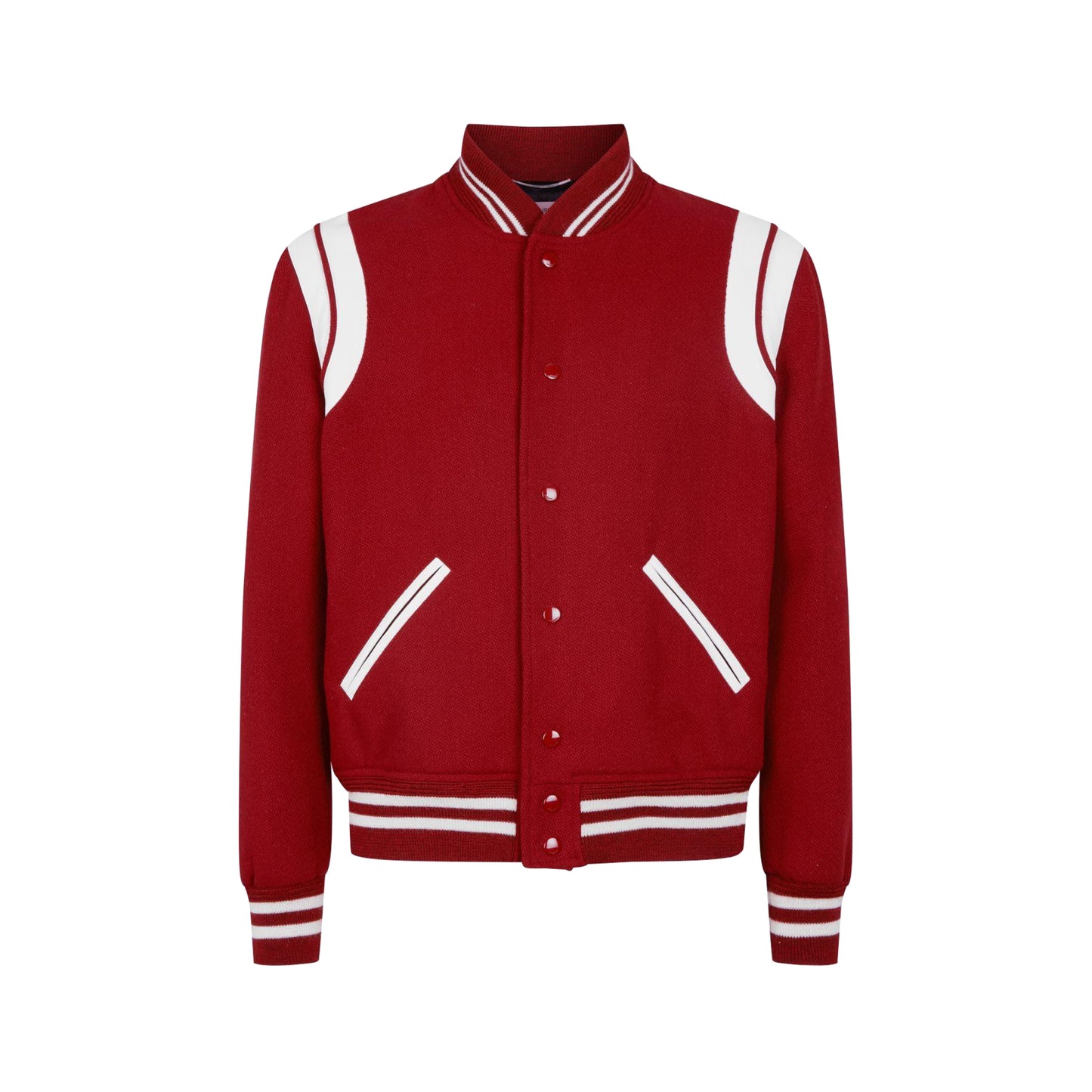 Saint Laurent Wool Teddy Bomber Jacket Red