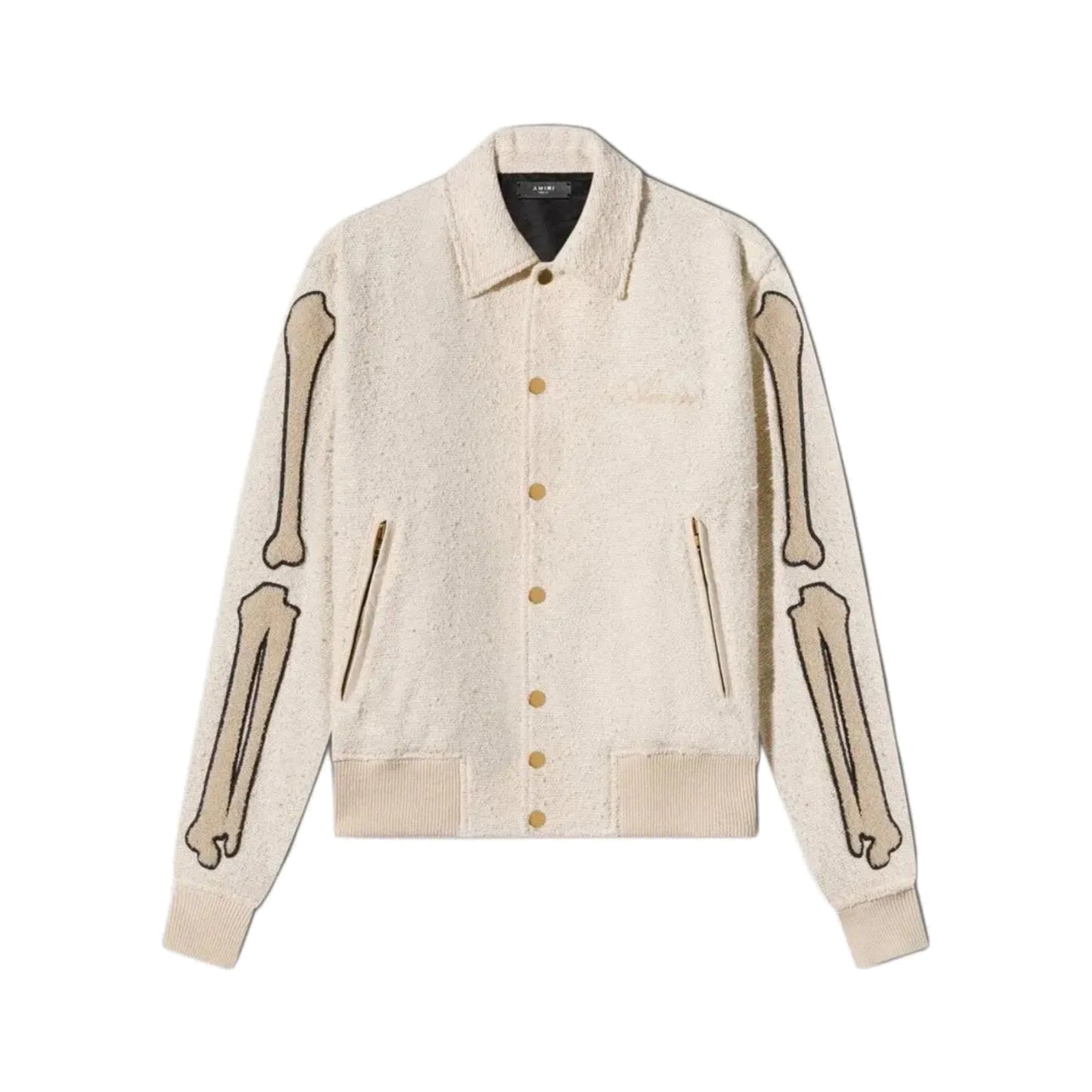 Amiri Bones Varsity Jacket Alabaster Cream