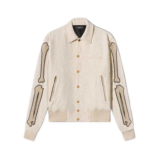 Amiri Bones Varsity Jacket Alabaster Cream