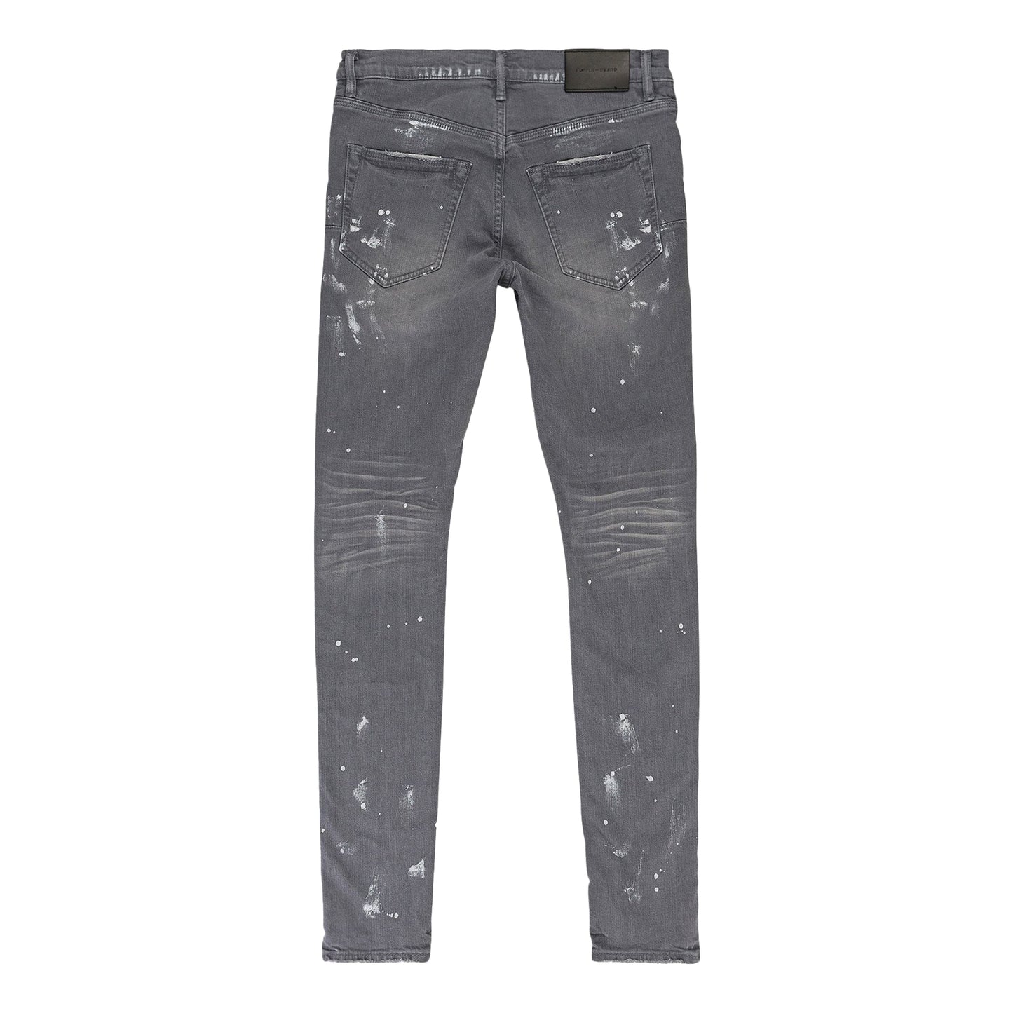 Purple Brand Paint Splatter Worn Knee Slit Jeans Grey