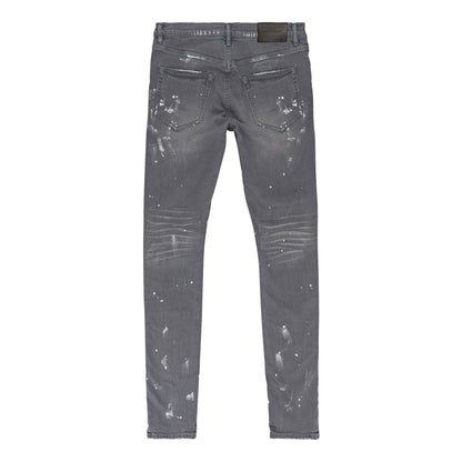 Purple Brand Paint Splatter Worn Knee Slit Jeans Grey