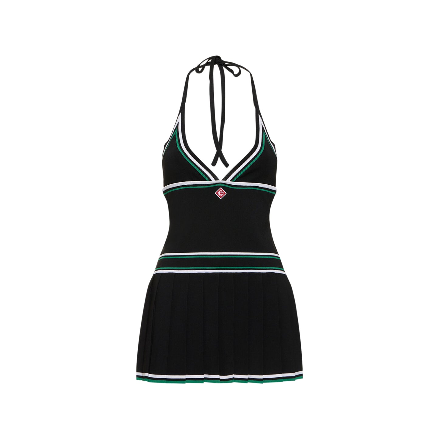 Casablanca Pleated Halter Mini Day Dress Black