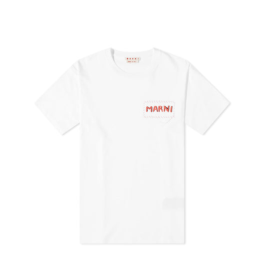 Marni Stitch Logo T-Shirt Lily White