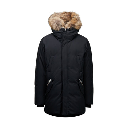Mackage Edward 2-in-1 Parka With Hooded Bib & Natural Fur Black