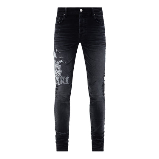 Amiri Cherub Appliqué Jeans Black