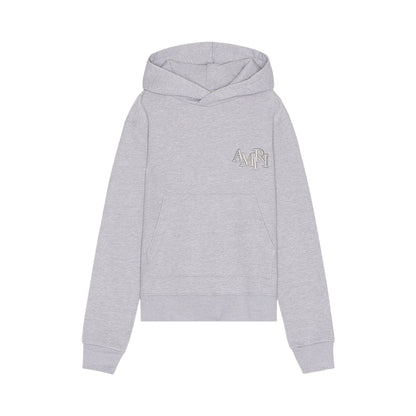 Amiri Staggered Pullover Hoodie Heather Grey