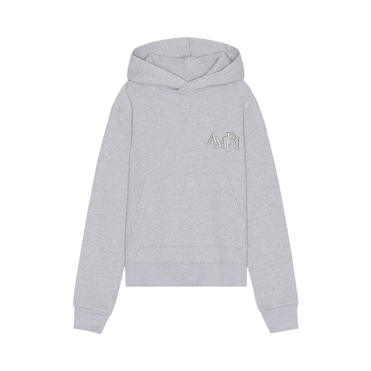 Amiri Staggered Pullover Hoodie Heather Grey