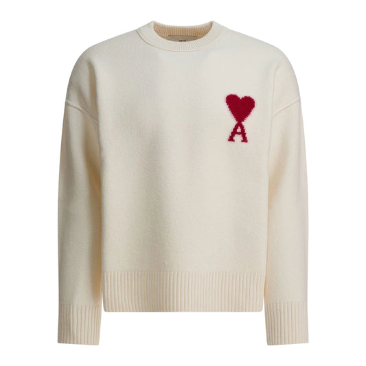 Ami Paris Off-White Wool Ami de Coeur Sweater