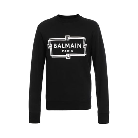 Balmain Intarsia Logo Merino Jumper Crewneck Sweater Black