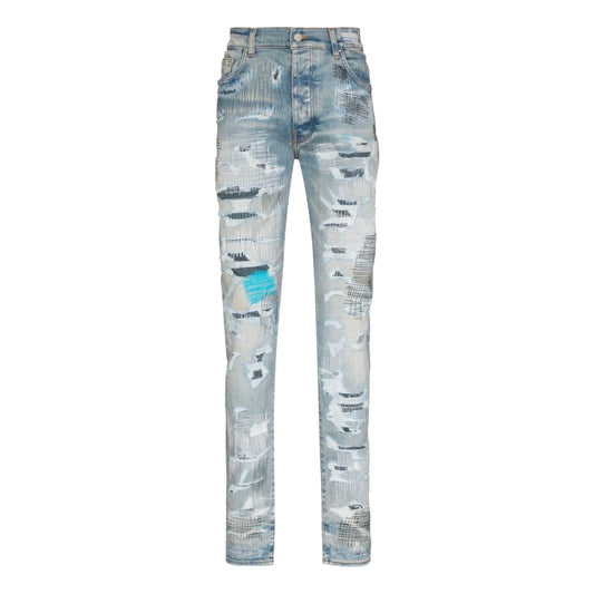 Amiri All Over Repair Jean Clay Indigo