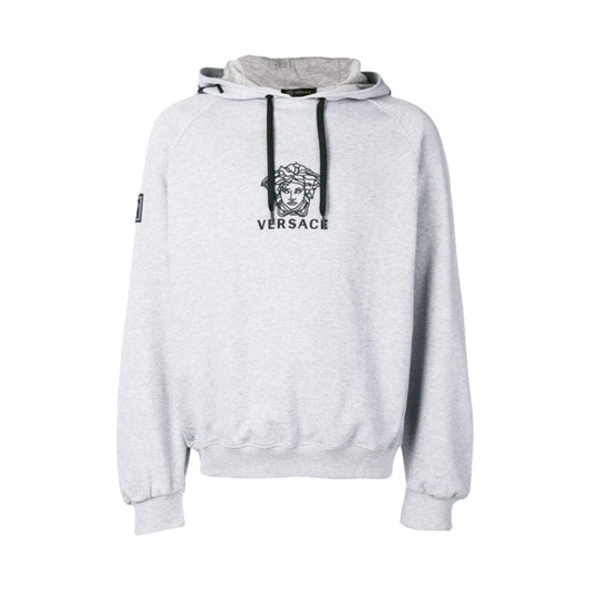 Versace Medusa Embroidered Hoodie Light Grey/Black