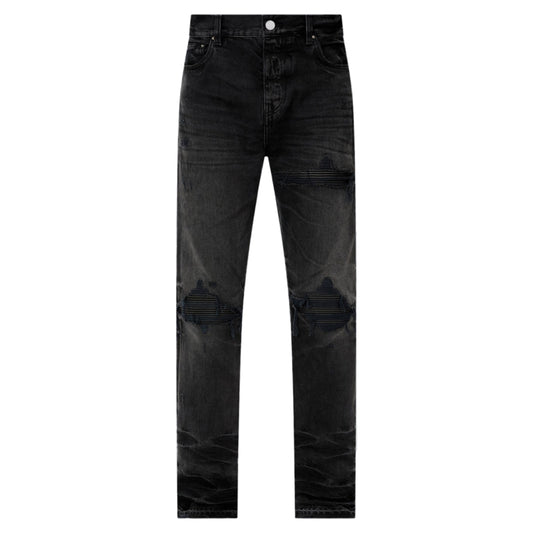 Amiri Leather MX1 Straight Jeans Vintage Black