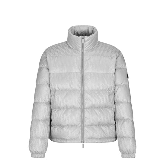 Dior Oblique Nylon Jacquard Down Jacket Silver