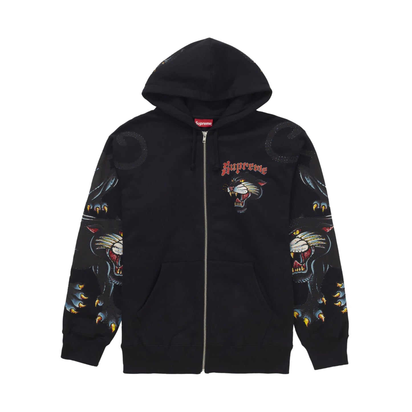 Supreme Panther Zip Up Hooded Sweatshirt Black