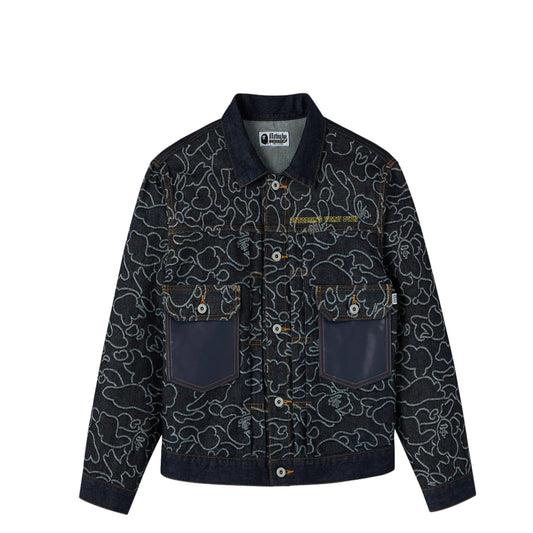 OVO x BAPE Neon 1st Camo Denim Jacket Indigo