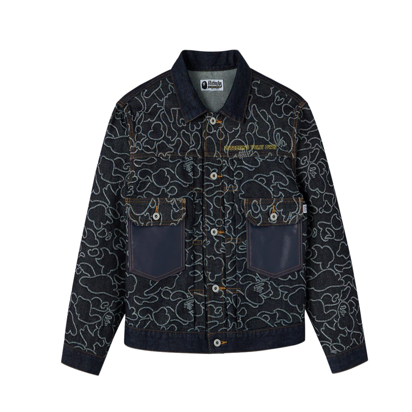 OVO x BAPE Neon 1st Camo Denim Jacket Indigo