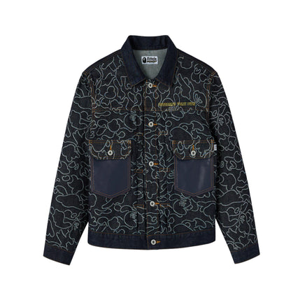 OVO x BAPE Neon 1st Camo Denim Jacket Indigo