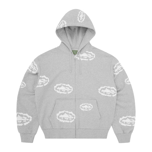 Corteiz x Denim Tears Island Wreath Zip Hoodie Heather Grey