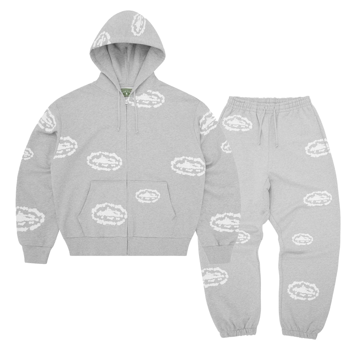 Corteiz x Denim Tears Island Wreath Full Set Tracksuit Heather Grey