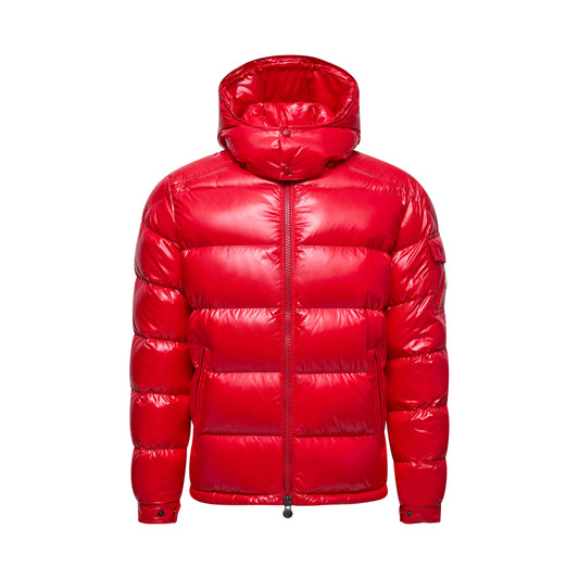 Moncler Maya Hooded Short Down Jacket Red