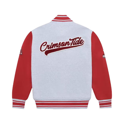 OVO x NCAA Alabama Crimson Tide Fleece Varsity Jacket Heather Grey