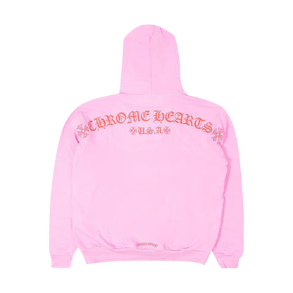 Chrome Hearts USA Script T-Bar Logo Hoodie Pink/Red