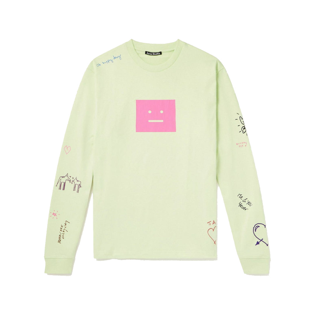 Acne Studios Eisen Face Scribble L/S T-Shirt Green