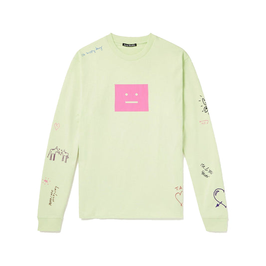 Acne Studios Eisen Face Scribble L/S T-Shirt Green