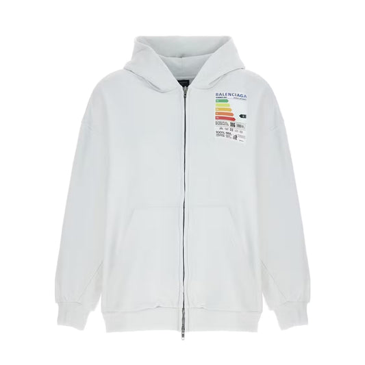 Balenciaga Energy Patched Jersey Oversized Hoodie White