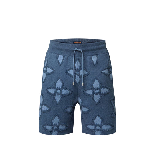 Louis Vuitton Textured Cotton Knit Shorts Indigo