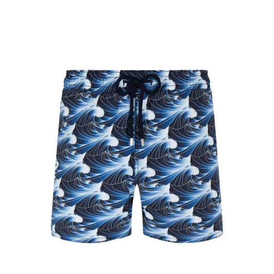 Vilebrequin Hokusai Waves Print Swim Short Blue