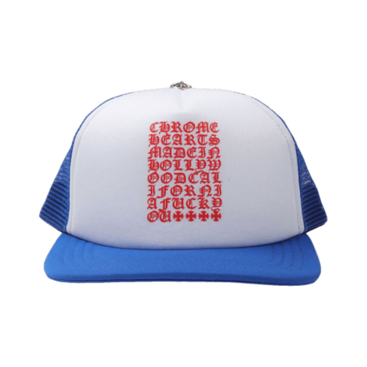 Chrome Hearts Eyechart Trucker Hat Blue/Red