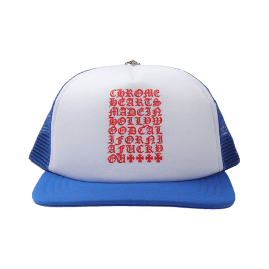 Chrome Hearts Eyechart Trucker Hat Blue/Red