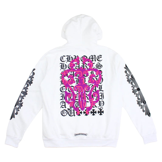 Chrome Hearts Eye Chart Pink Dagger Pullover Hoodie White