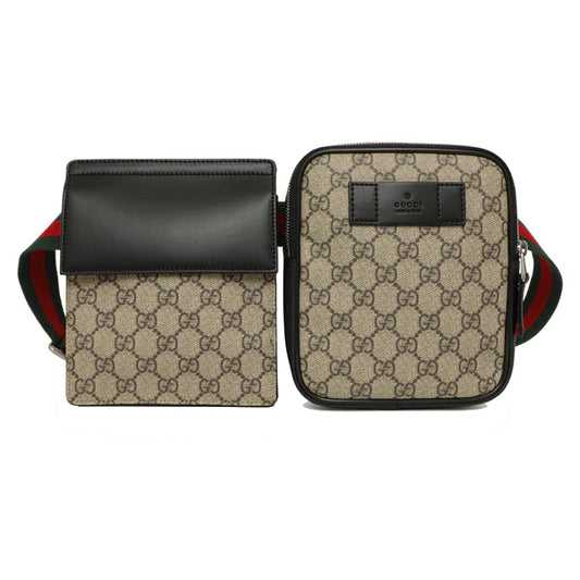 Gucci Belt Bag GG Supreme Web Waist Strap Black/Beige