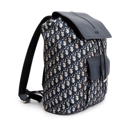 Christian Dior  Technical Fabric Oblique Motion Backpack Navy Blue