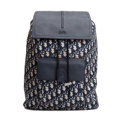 Christian Dior  Technical Fabric Oblique Motion Backpack Navy Blue