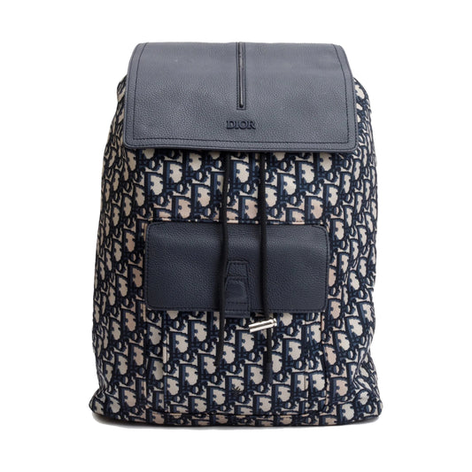 Christian Dior  Technical Fabric Oblique Motion Backpack Navy Blue