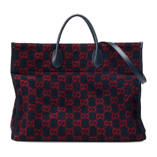 Gucci Tote GG Wool Blue/Red