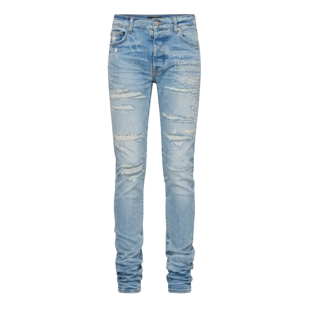 Amiri Boro Repair Jeans Light Indigo