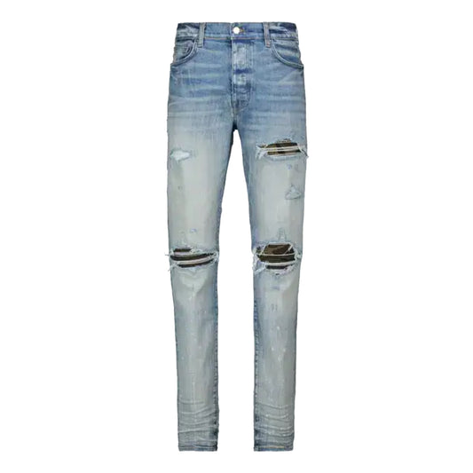 Amiri MX1 Camo Patch Jeans Light Indigo
