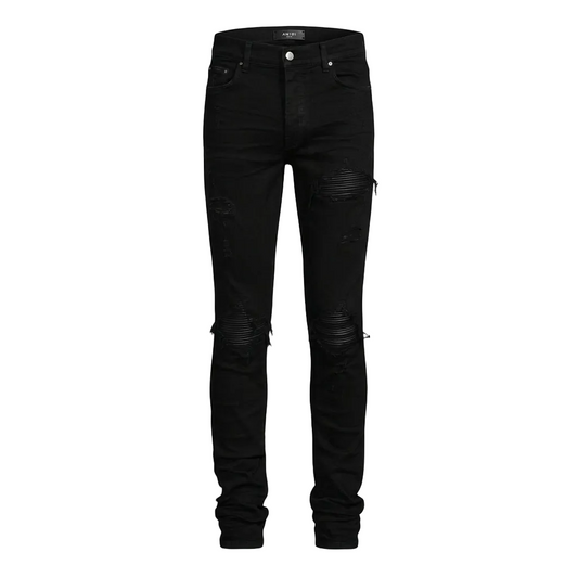 Amiri MX1 Leather Patch Jeans Black/Black