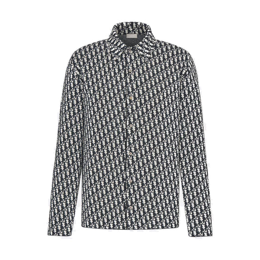 Dior Oblique Overshirt Navy Blue Cotton Jacquard