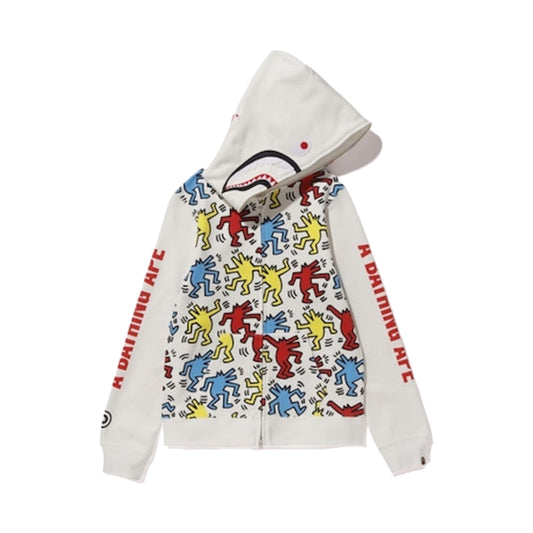 BAPE X Keith Haring Shark Full Zip Hoodie 2 White