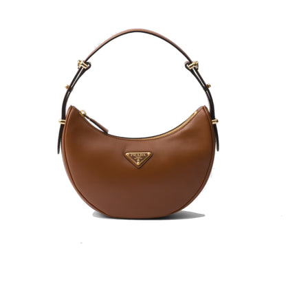 Prada Arqué Leather Shoulder Bag Cognac