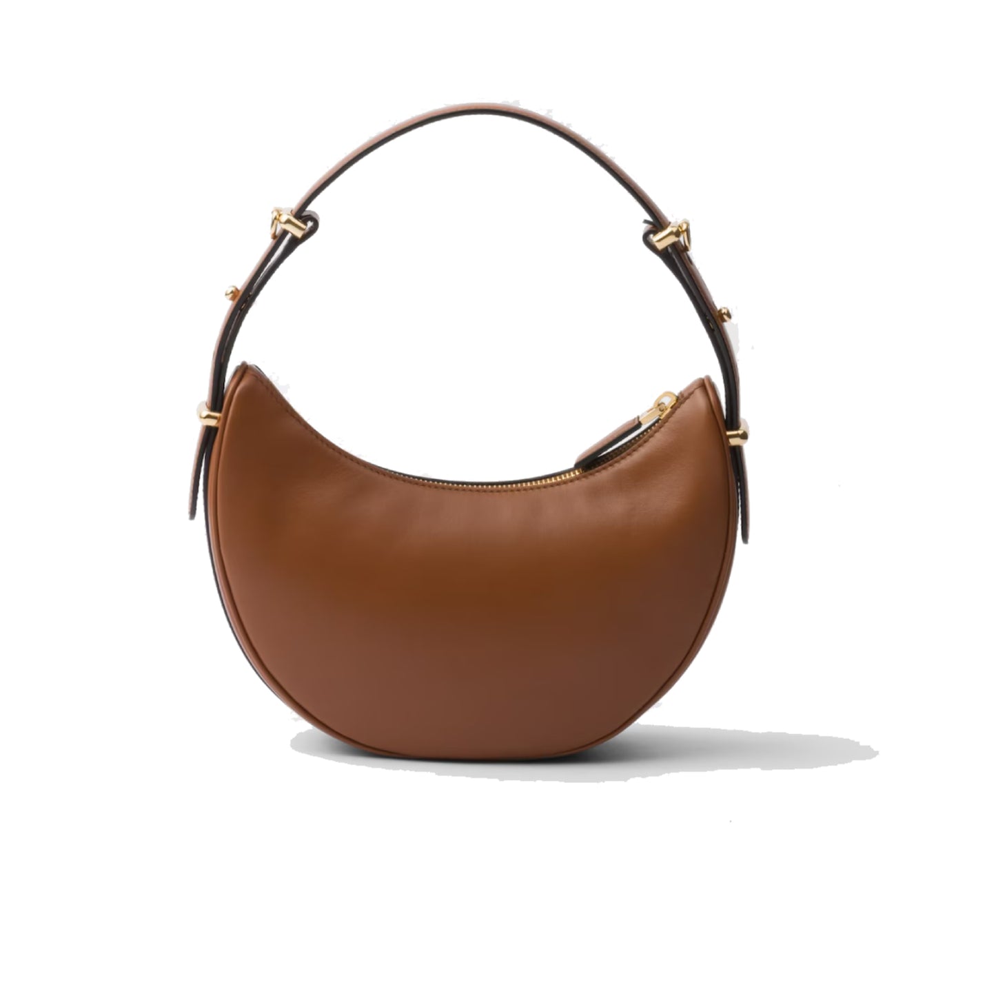 Prada Arqué Leather Shoulder Bag Cognac
