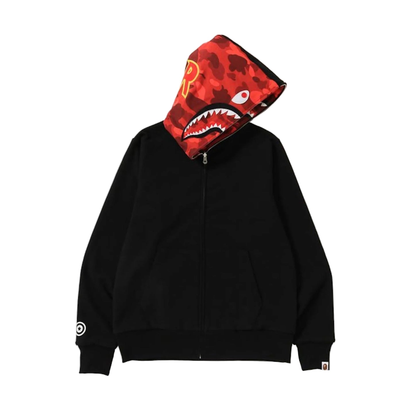 Bape Color Camo Reversible PONR Shark Full Zip Hoodie Black/Red