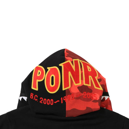 Bape Color Camo Reversible PONR Shark Full Zip Hoodie Black/Red