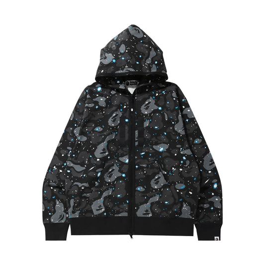 Bape Relaxed Space Camo Full Zip Hoodie Black